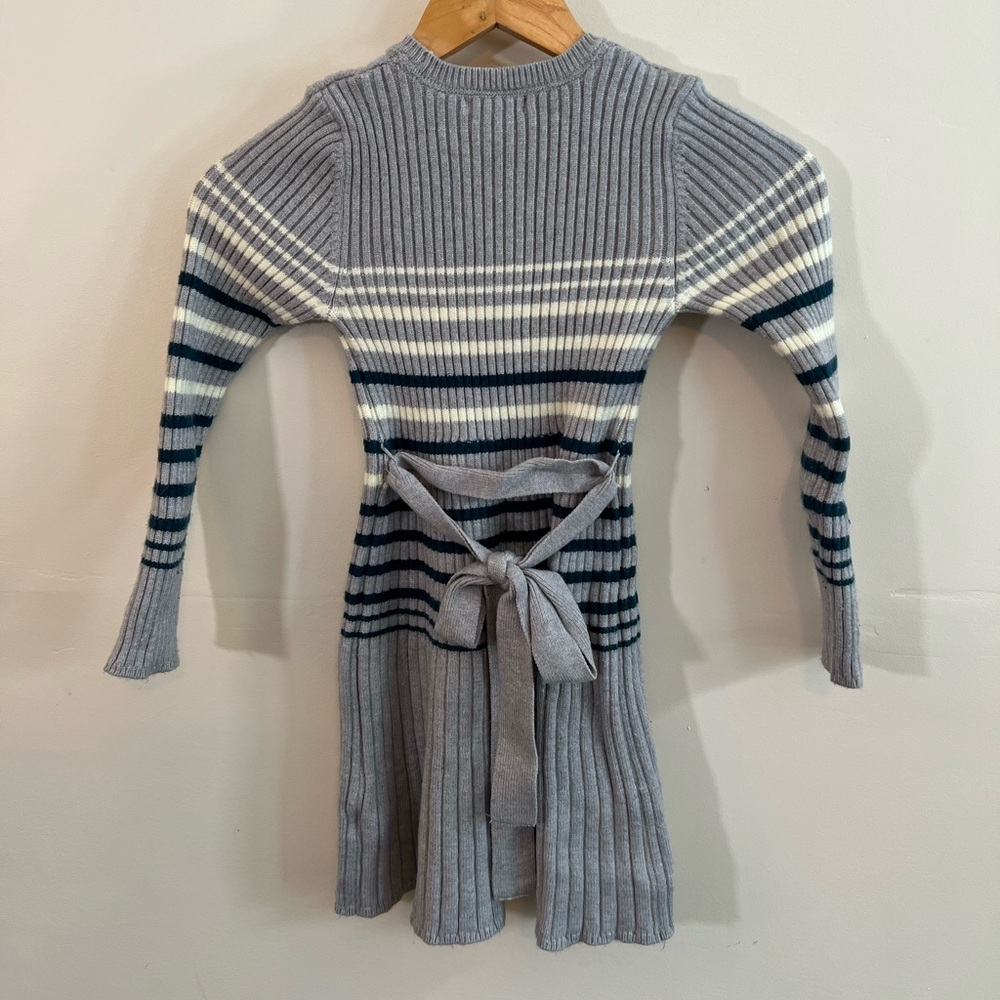 Girls Sweater Dress & Knee Socks Set Gray Striped Size 7/8 Cozy Outfit - Picture 10 of 10